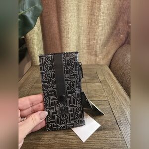 Badglet mischka Monogram Black & White Logo Wristlet Wallet